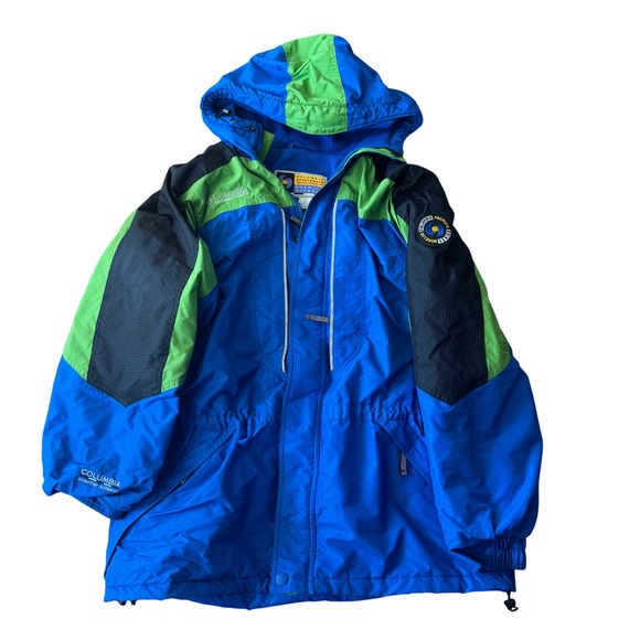 Vintage Columbia Sportswear Premier  Jacket Blue Green Mens L 90s Colorblock - Picture 1 of 7